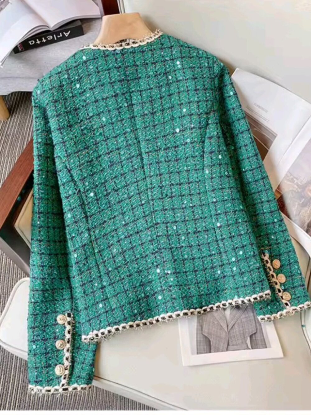 Green Fashion Suit Skirt Female Spring and Autumn New Age-reducing Bright - Picture 8 of 11